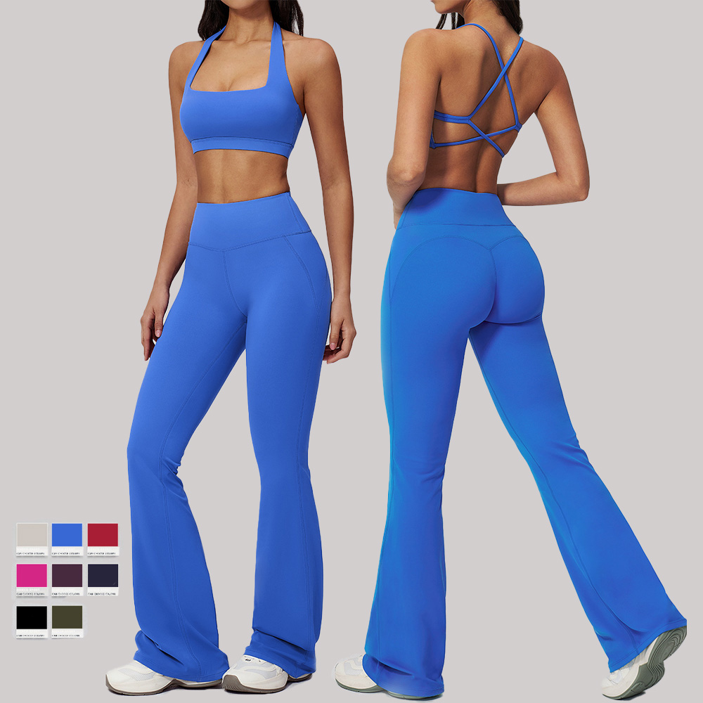 Conjunto deportivo de compresión para mujer, con sujetador y leggings, de alta calidad, con logo personalizado y venta al por mayor.