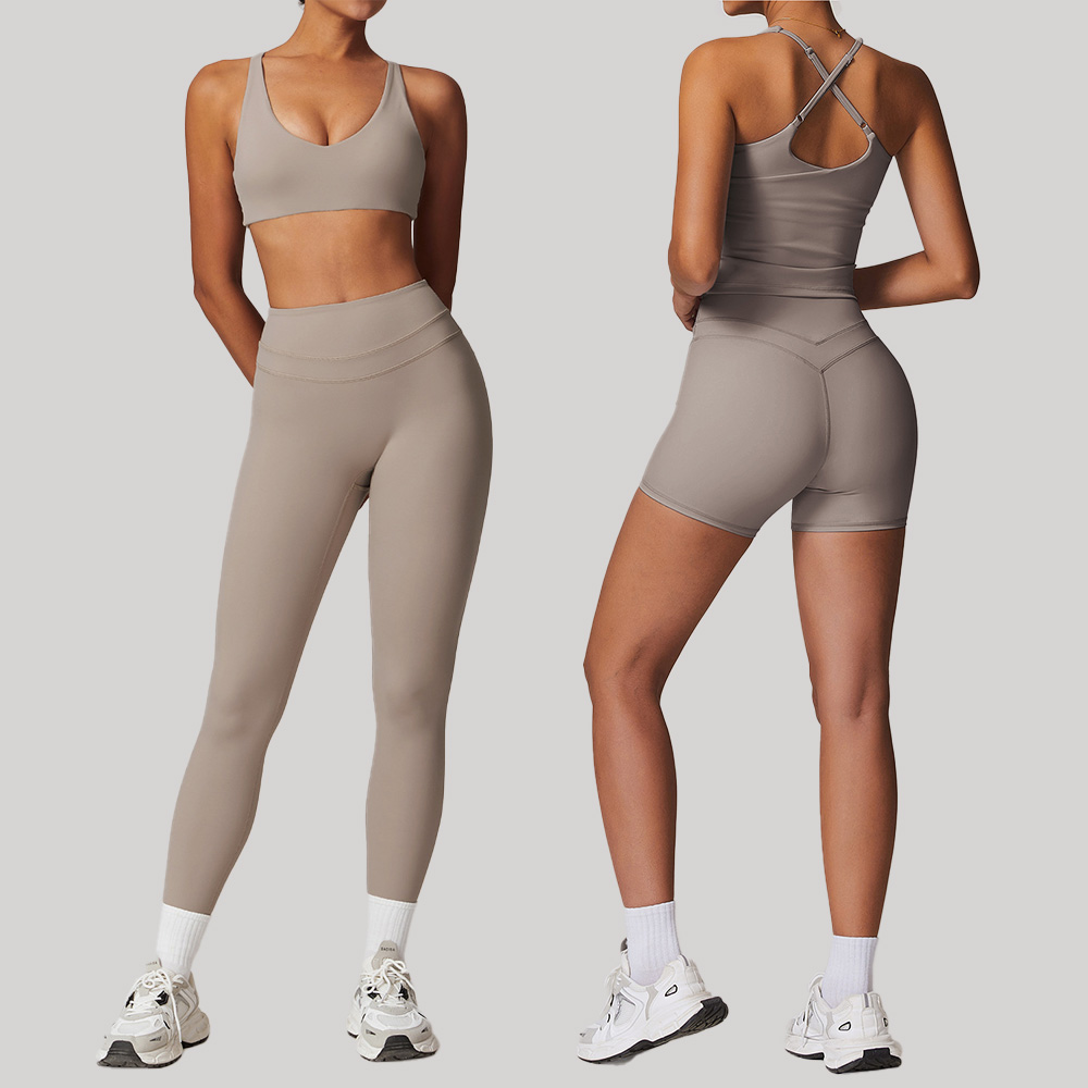 Conjunto de yoga elástico de cintura alta en oferta. Ropa deportiva para mujer, ideal para gimnasio y fitness.